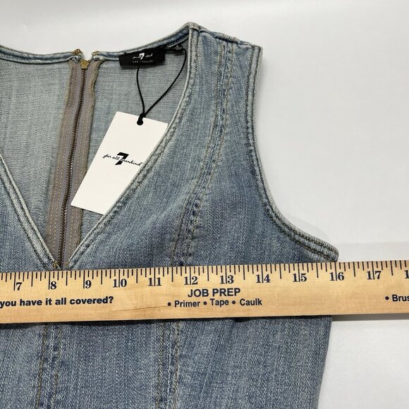 7 For All Mankind Denim Patch Pocket Mini Dress Size Small Belted Festival Party - Picture 12 of 15